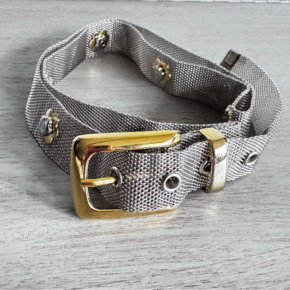 Vintage Mixed Metal Mesh Gold And Silver 90s Y2K  Flower Belt M/L  31-35